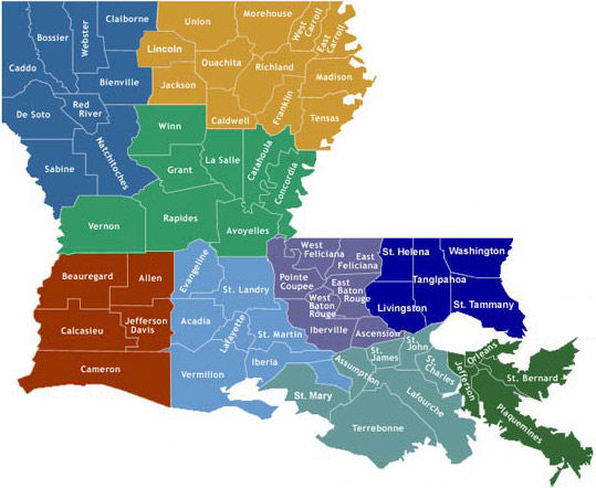 Louisiana State Map With Parishes Parish Health Units | Department of Health | State of Louisiana